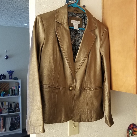 Worthington Jackets & Blazers - Gold/Bronze Leather Jacket